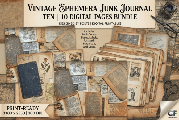 Download Vintage Ephemera Junk Journal Kit - Vintage ephemera Collection