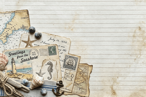 Download Vintage Sewing Floral Notes Journal Page - Page Collection