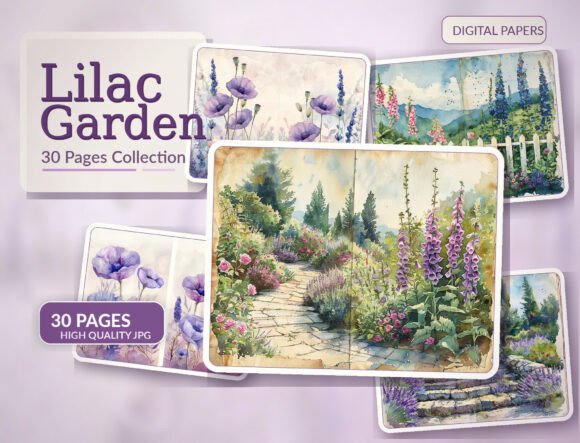 Download Lilac Garden Junk Journal Pages - Page Collection