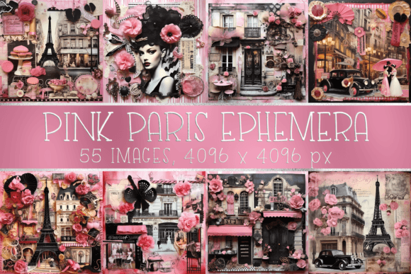 Download Pink Paris Vintage Ephemera Scrapbooking - Vintage ephemera Collection