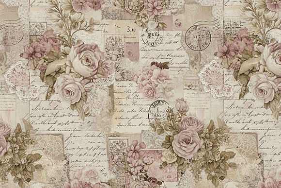 Download Lace &amp; Rose Vintage Ephemera Pattern - Vintage ephemera Collection