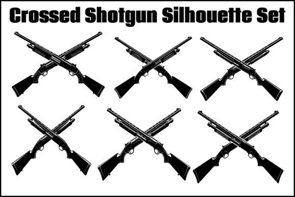 Download Crossed Shotgun Silhouette Set - Gun Collection