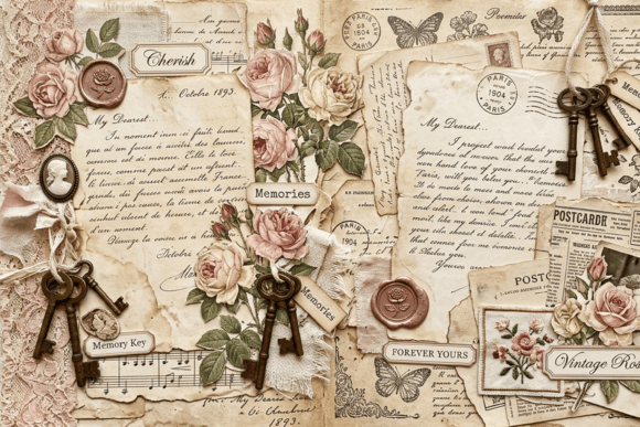 Download Vintage Nature Sketch Junk Journal Page - Page Collection