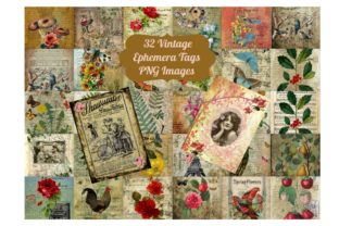 Download 32 Vintage Ephemera Tags Bundle - Vintage ephemera Collection