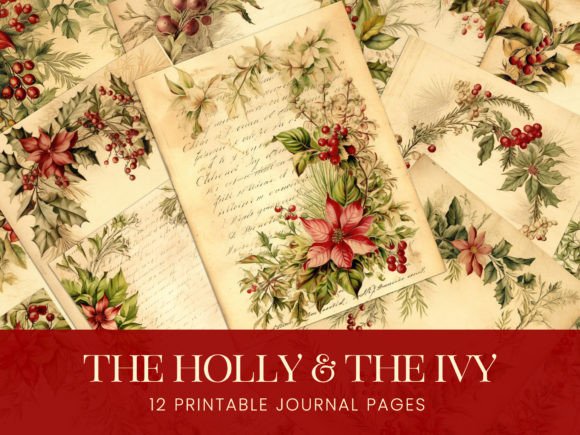 Download Antique Holly Ivy Christmas Journal Page - Page Collection